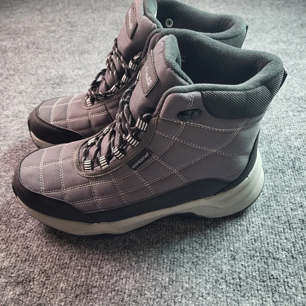 Eddie Bauer Hosmer Mens Grey Water Resistant Quilted Hiking Winter Boots Size 8M